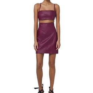 NWT IRO Tabata real Leather Maroon purple Mini dress size 32 or XS